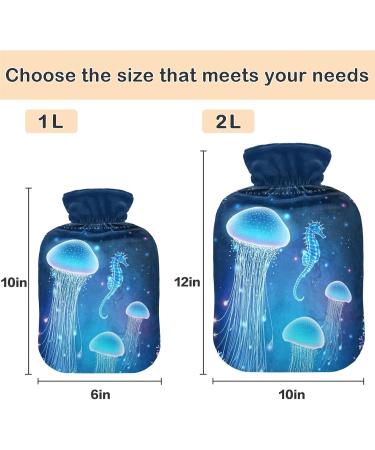 NAANLE Glowing Seepferdchen Hot Water Bottle - 2L Transparent Heat Bag for Pain Relief & Cold Therapy | Ideal for Hands & Feet - Buy Online on GoSupps.com