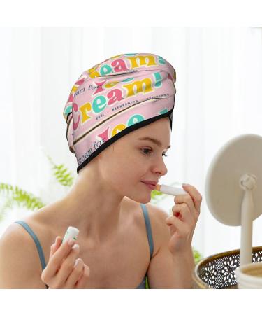 Buy Ice Cream Microfiber Hair Towel - Soft Super Absorbent Coral Velvet Wrap for Long Curly & Thick Hair | Quick Dry Hair Cap for Women - Buy Online on GoSupps.com