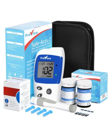 Preview blood sugar measuring device Set with sugar test strip x 50 and Lanz x 50 Stechhilfe MG/DL simple diabetes test for home self -control of blood sugar