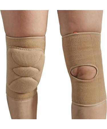 DANCEYOU Dance Knee Pads for Big Kid Teen Adults - Thick Sponge Volleyball Knee Brace - Workout & Sports Knee Protector - Medium Tan - Buy Online on GoSupps.com