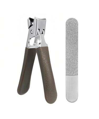 SG Nekoo Nail Clippers for Thick Nails Hard Fingernails and Toenails Cutter with File Ultra Sharp Curved Splash Proof Trimmer for Adults Men Women Seniors (Mid-Dark Brown)