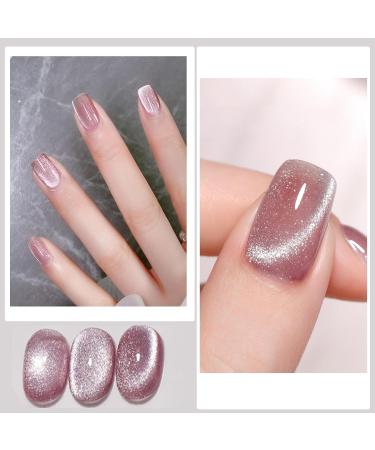 Jelly Cat Eye Gel Nail Polish Pink Glitter Crystal Gel Polish Glitter Pink Magnetic Nail Polish Soak Off UV/LED Sparkle Shiny Holographic Cat Eye Gel Polish for Nail Art Manicure Salon DIY at Home - Buy Online on GoSupps.com