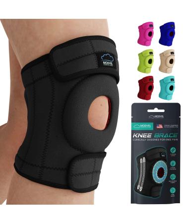 Modvel ELITE Knee Brace With Side Stabilizers & Patella Gel Pads for Maximum Knee Pain Support and Fast Recovery for Men and Women  Medical Knee Pad for Running  Workout  Arthritis  Joint Recovery. Black Small/Medium