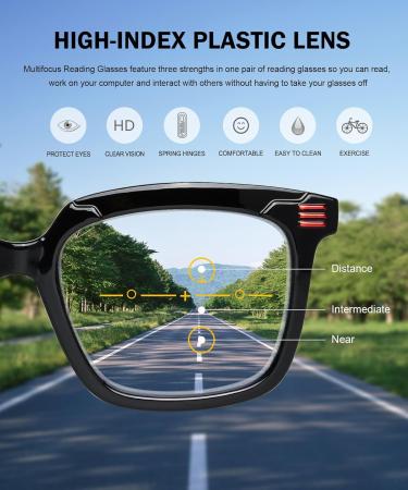 Eyekepper 4-Pack Progressive Multifocus Reading Glasses for Women - Blue Light Blocking No Line Multifocal Readers | Square Design 1.5x Mix Colors - Buy Online on GoSupps.com