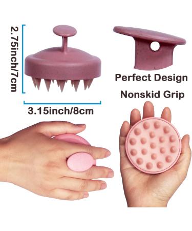 Hair Shampoo Brush & Scalp Massager - Soft Silicone Bristles for Wet & Dry Use Promotes Hair Growth - Pink - Buy Online on GoSupps.com