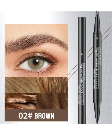  2 Pack 2-in-1 Dual-Ended Eyebrow Pen with Micro-Fork-Tip Applicator and Precise Brush-Tip Eyebrow Pencil (02# brown) - Buy Online on GoSupps.com