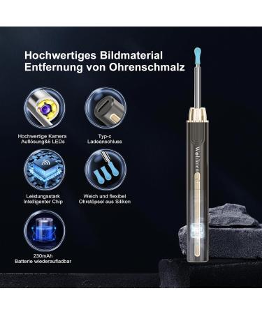 Premium Ear Wax Removal Otoscope - 1920P HD Camera 6 LED Lights iOS & Android Compatible Includes 10 Silicone Ear Tips for Adults Children & Pets - Buy Online on GoSupps.com