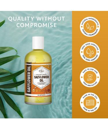 ORGANIC SAFFLOWER OIL (8 oz) Premium Cold Pressed Unrefined High Oleic 100% Pure Safflower Oil for Skin Face Hair Soap Making | Carrier for Essential Oils | Available in Bulk | 8 FL OZ - Buy Online on GoSupps.com