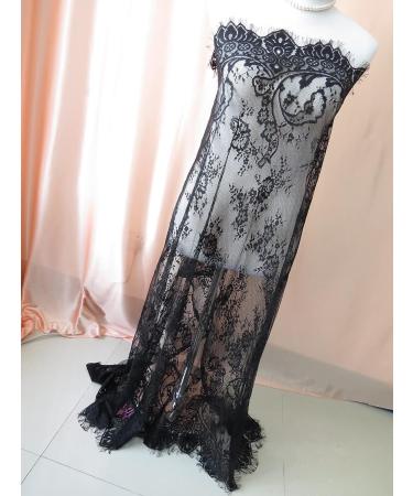 Black Lace Fabric Embroidery by The Yard - 150 x 150 cm | Ribbon Trim for Dress, Curtain, Sewing Craft - Buy Online on GoSupps.com