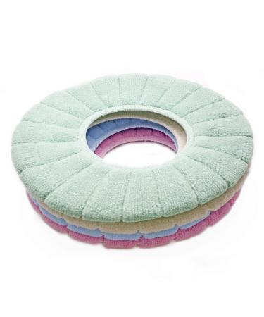 Jiozermi 4pcs Bathroom Soft Toilet Seat Cover Pads, Thicker Warmer Stretchable Washable, Easy Installation & Cleaning (Blue, Pink, Brown, Green) A-Type
