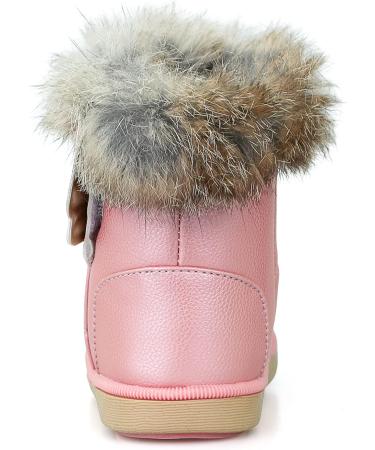 MINBEI Baby Girls Soft Leather Snow Boots - Waterproof Winter Booties for Toddler Girls (9.5 UK Child) in Pink - Buy Online on GoSupps.com