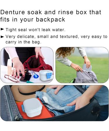 BVN Leakproof Denture Cup Upgraded Carrying Storage Denture Cup for Soaking Dentures Denture Bath Box with Filter Travel Retainer Cleaning Case (White+Blue). - Buy Online on GoSupps.com
