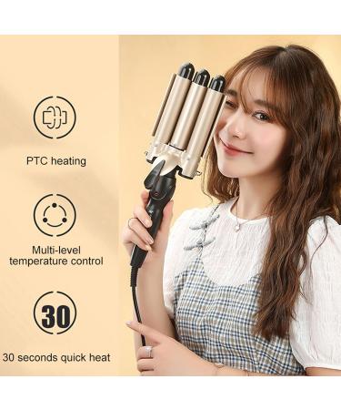 Yuehuam 3 Barrel Curling Iron Wand Two Temperature Adjustments Hair Waver Curling Iron for Long Hair Ceramic Curling Wand Gift for Women for Women or Girls - Buy Online on GoSupps.com