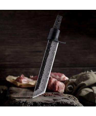 Tanto Blank Blade for Knifemaking | T10A Damascus San Mai Full Tang | DIY Custom Knife Blade for Outdoor & Camping (Includes Guard) - Buy Online on GoSupps.com