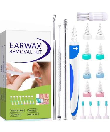 Earwax Remover Soft Silicone Ear Cleaning Tool Earwax Removal Tool with 4 Brush Head and 4 q Grips Tips + 4PCS Metal Ear Picker Set  Safe and Effective to Remove Ear Wax for Adults Black