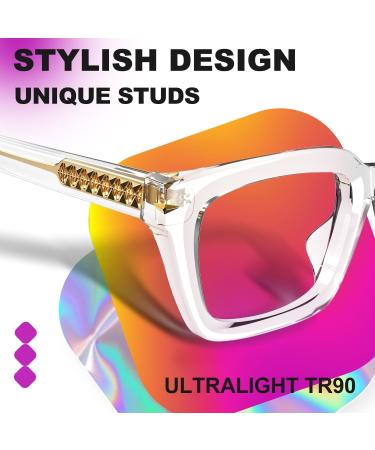 VISOONE Spring Hinge Blue Light Blocking Glasses - Trendy Square Gaming Eyewear for Men & Women - Anti Glare YALE - Buy Online on GoSupps.com