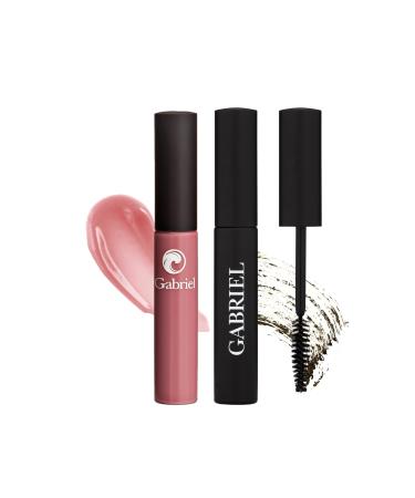 Gabriel Cosmetics Lip Gloss  Natural Lipgloss  Paraben Free  Vegan  Gluten-free Cruelty-free  Non GMO  High performance and long lasting  Infused with Jojoba Seed Oil and Aloe  .27 fl oz. (Soft Berry Gloss & Black/Brown ...