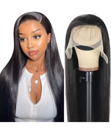 Lace Front Wigs Human Hair Straight 13x4 HD Transparent Lace Frontal Wigs Human Hair Pre Plucked with Baby Hair 150% Density Brazilian Virgin Lace Front Wig for Black Women Natural Black 22 inch 22 Inch 13x4 lace frontal wig