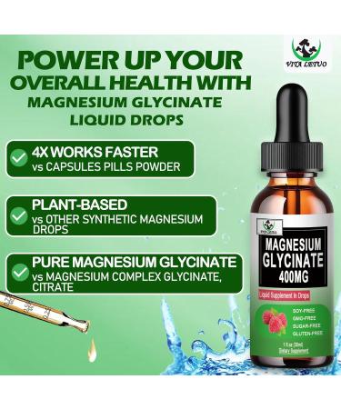 Magnesium Glycinate Liquid Drops Pure Magnesium Glycinate 400mg for Bone 6X High Absorption Liquid Magnesium Supplement Vegan Non-GMO Gluten-Free | 30 Servings Blueberry - Buy Online on GoSupps.com