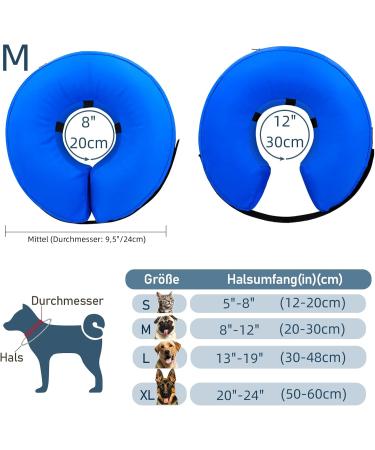 Buy Supet Inflatable Dog Protective Collar | Adjustable Comfortable & Safe | M Size (22.9-33.0 cm) - Blue | International Shipping Available - Buy Online on GoSupps.com
