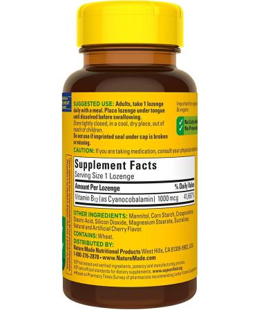 Nature Made B-12 Sublingual Cherry 1000 mcg - 50 Micro Lozenges | Energy & Immune Support - Buy Online on GoSupps.com