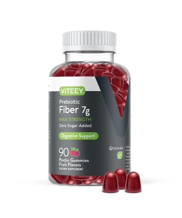 Prebiotic Fiber Gummies 7G Extra Strength Zero Sugar Added Digestive Heath Regularity Support Natural Weight Support Vegan Dietary Supplement For Adults & Teens Pectin Chewable Gummy Fruit Chews