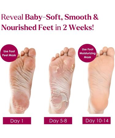 Foot Mask Spa Gift Pack of 8-2X Foot Peeling Mask + 6X Hydrating Foot Masks with Fuzzy Socks for Dry Cracked Heels & Calluses- Exfoliating & Moisturizing Booties for Baby Soft Feet - Foot Spa Gift - Buy Online on GoSupps.com