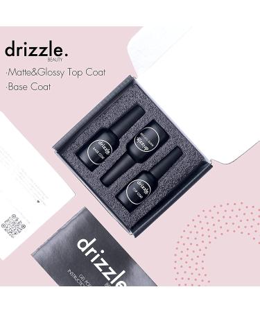 Drizzle Beauty Gel Top & Base Coat Set | 15ml 3 Pcs | No Wipe, Long Lasting Shine & Matte | Soak Off UV LED Gelpolish - Buy Online on GoSupps.com