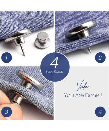 Feedee 8 Sets Jean Buttons Pins - No Sew Jean Buttons for Loose Jeans - Adjustable and Snap Tack Jeans Button Replacement - Buy Online on GoSupps.com