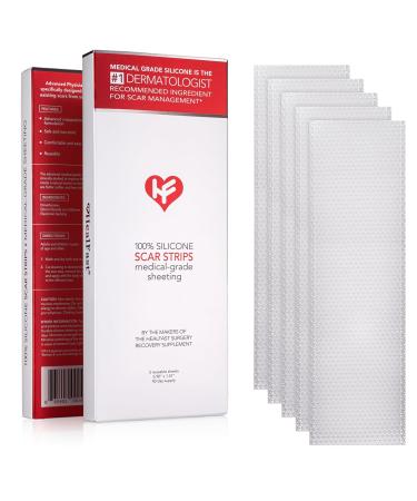 Physician Formulated Silicone Scar Sheets - Advanced Crosspolymer Medical Grade Silicone Scar Strips for Surgery C Section Keloids & Hypertrophic Scars - Silicone Tape For Scars (5 Sheets)