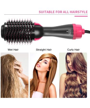 Hot Air Brush 4 IN 1 Hair Dryer Brush One Step Hair Dryer & Styler & Volumizer & Hair Curler Negative Ions Comb Straightener Salon/Curly Reduce Frizz/Static - Buy Online on GoSupps.com