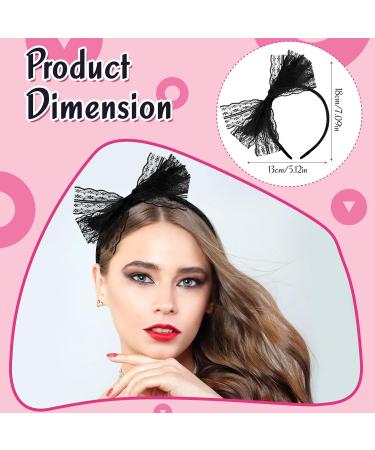 PROUSKY Neon Lace Bow Headband Elastic Women's 1980s Neon Lace Headband 1980s Cosplay Hair Hoop Hair Accessories for Women and Girls Good for Carnival Christmas Party Daily Decoration Black - Buy Online on GoSupps.com
