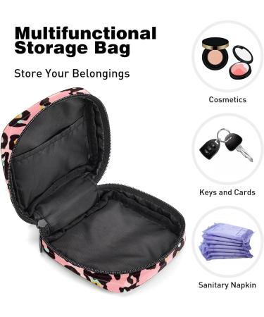 Pink Leopard Print Menstrual Cup & Pad Storage Bag - Portable Feminine Care Pouch (Color 7) - Buy Online on GoSupps.com