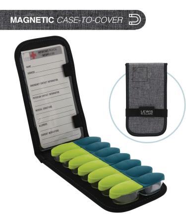 Lewis N. Clark Magnetic Folding Pill Organizer - 14 Slot Supplement Case for OTC Medicine & Prescription Vitamins - Gray/Black (B779) - Buy Online on GoSupps.com