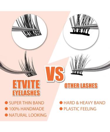 ETVITE DIY Eyelash Extensions 48 Clusters | 3D Effect C Curl | Wispy Spikes Plus Style | Reusable & Long Lasting | Natural Look Individual Lashes - 14mm - Buy Online on GoSupps.com