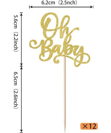 Rsstarxi 24 Pack Oh Baby Cupcake Toppers Glitter Baby Shower Cupcake Picks Decorations for Celebrating Baby Shower Kids Birthday Party Cake Decorations Supplies Gold - Buy Online on GoSupps.com