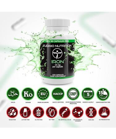 Iron Food Supplement 14mg - 150 Quick Disintegration Capsules (5 months) with 14 mg Iron Fumarate Powder (Ferrous Fumarate Ir - Buy Online on GoSupps.com