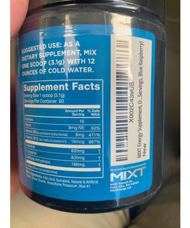 MIXT Energy Drink Mix Energy Powder 8 Hour Energy Formula Designed for Concentration Focus and Hours of Energy Without the Crash Sugar Free (60 Servings) (Blue Raspberry) - Buy Online on GoSupps.com
