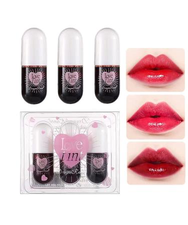 3 Colors Lip Tint Stain Set  Korean Lip Gloss Lip Tint Stain Plumping Mini Liquid Lipstick  Multi-use Lip and Cheek Tint  Long lasting Non-Stick Cup Waterproof  High Pigment  Vivid Color  Lip Color Makeup (Set B)