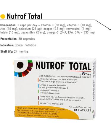 Nutrof Total Capsules Eye Health Supplement with Lutein Zeaxanthin Omega 3 and Antioxidants | Essential Nutrients for Optimal Eye Health | Pack of 30 Capsules (1 Capsule per Day - 1-Month Supply) - Buy Online on GoSupps.com