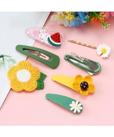 24 Pcs Fashion Hair Clips Set for Girls - Colorful Non-slip Hair Accessories with Flower, Fruit, Candy, and Rainbow Designs - Buy Online on GoSupps.com