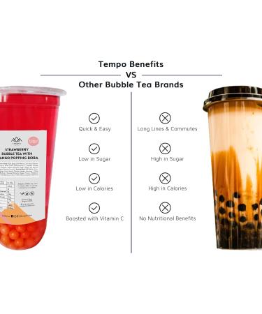 Bubble Tea Kit - Mango & Strawberry with Apple & Strawberry Popping Boba | Serves 6 | Low Calorie & Low Sugar Fruit Tea Concentrate - Buy Online on GoSupps.com