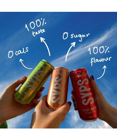 SYPS Peach Fizzy Water 0 Calories Sugar-Free Flavoured Sparkling Water 12 x 330ml Cans - Buy Online on GoSupps.com