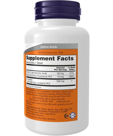 Now Foods L-Cysteine 500 mg - 100 Tablets | Supports Hair, Skin & Nail Health - Buy Online on GoSupps.com