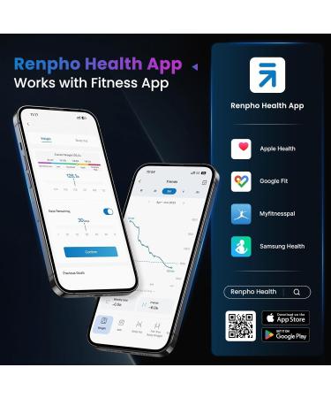 Renpho Bluetooth Digital Body Fat Scale - High-Precision Smart Scale for Weight Muscle Mass & Body Fat | 180 kg / 400 lbs - White - Buy Online on GoSupps.com