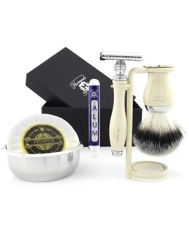 Preimuim Shaving Kit Gift for Men(Safety Razor Brush Bowl Stand) Branded Box (NO Blades Included)