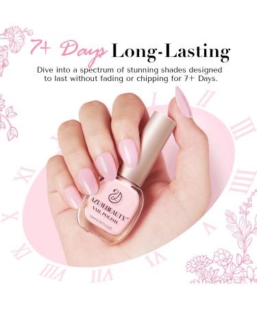 AZUREBEAUTY Pink Nail Polish Set - Vegan Quick Dry & Strengthening Treatment Kit | Salon-Quality Light Pink Nail Lacquer for Women (2Pcs 0.34 oz - Buy Online on GoSupps.com