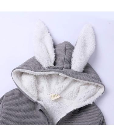 Kids Tales Baby Winter Hooded Romper | Rabbit Ear Design | 9-12 Months | Grey Thick | Warm & Cozy - Buy Online on GoSupps.com