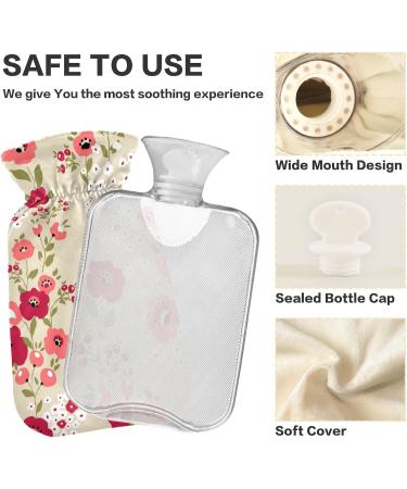 Naanle 2L Hot Water Bottle with Cover - Red Spring Flowers | Heat Therapy for Back Pain Relief & Hand/Foot Warmer | Hot & Cold Therapy - Buy Online on GoSupps.com
