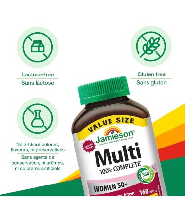 Jamieson 100% Complete Multivitamin for Adult Women 50+ Value Size with Cranberry Lutein & Magnesium 160 count (Pack of 1) - Buy Online on GoSupps.com